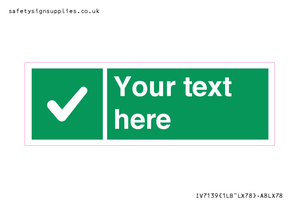 Custom green background, green square with tick sign